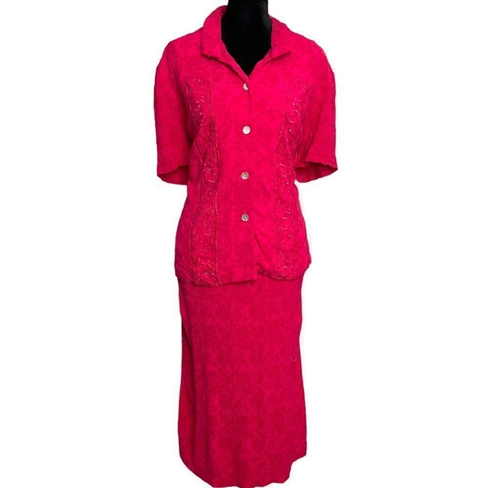 Vintage J Woman Collection Pink Dress Blouse Two Piece Set Plus Size 16W Boho